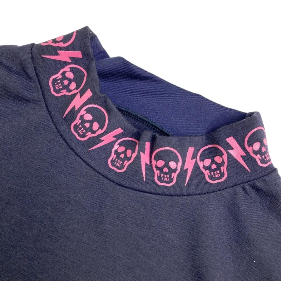 サイズ：WS MARK&LONA マークアンドロナ  ハイネック 長袖Tシャツ  ネイビー系 [240101491316] ゴルフウェア レディース ストスト MARK&LONA マークアンドロナ ハイネック 長袖Tシャツ ネイビー系 WS