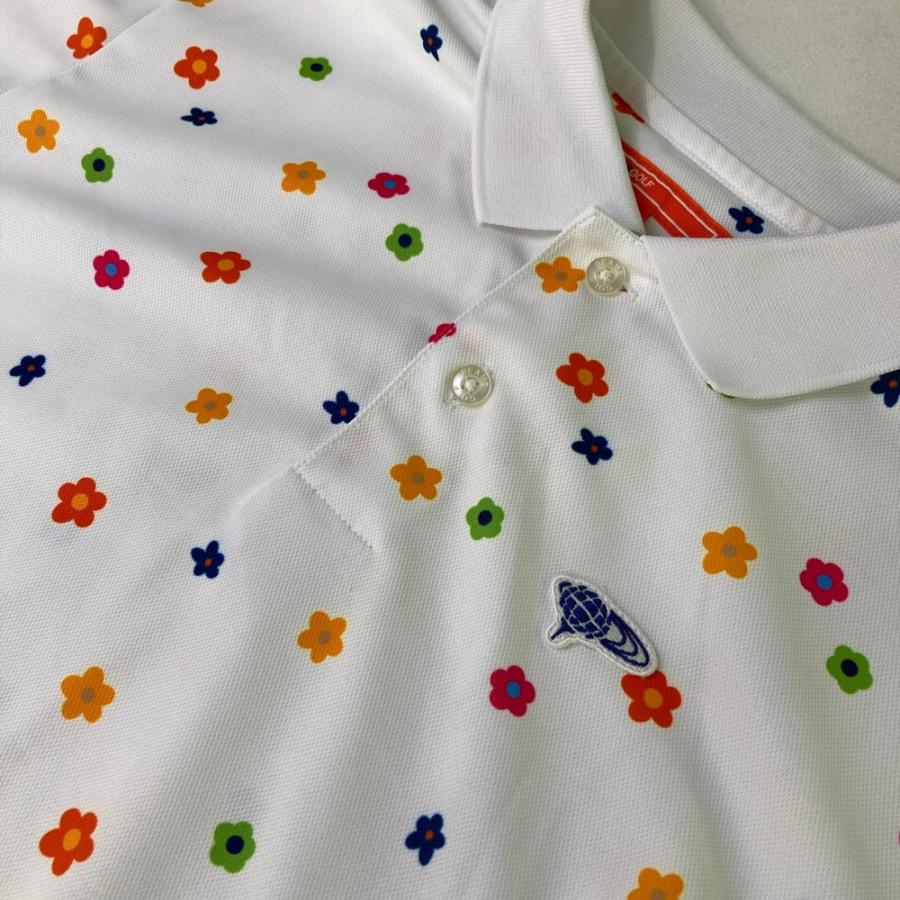 BEAMS GOLF ビームスゴルフ 半袖ポロシャツ 花 総柄 ホワイト系 S
