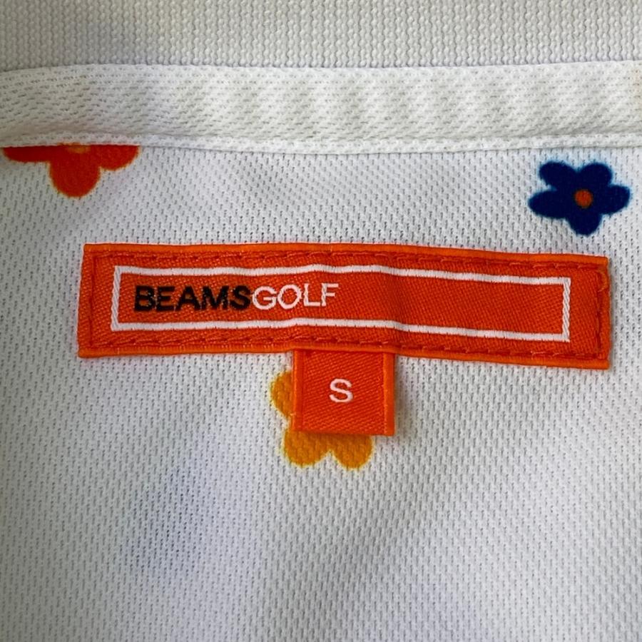 BEAMS GOLF ビームスゴルフ 半袖ポロシャツ 花 総柄 ホワイト系 S