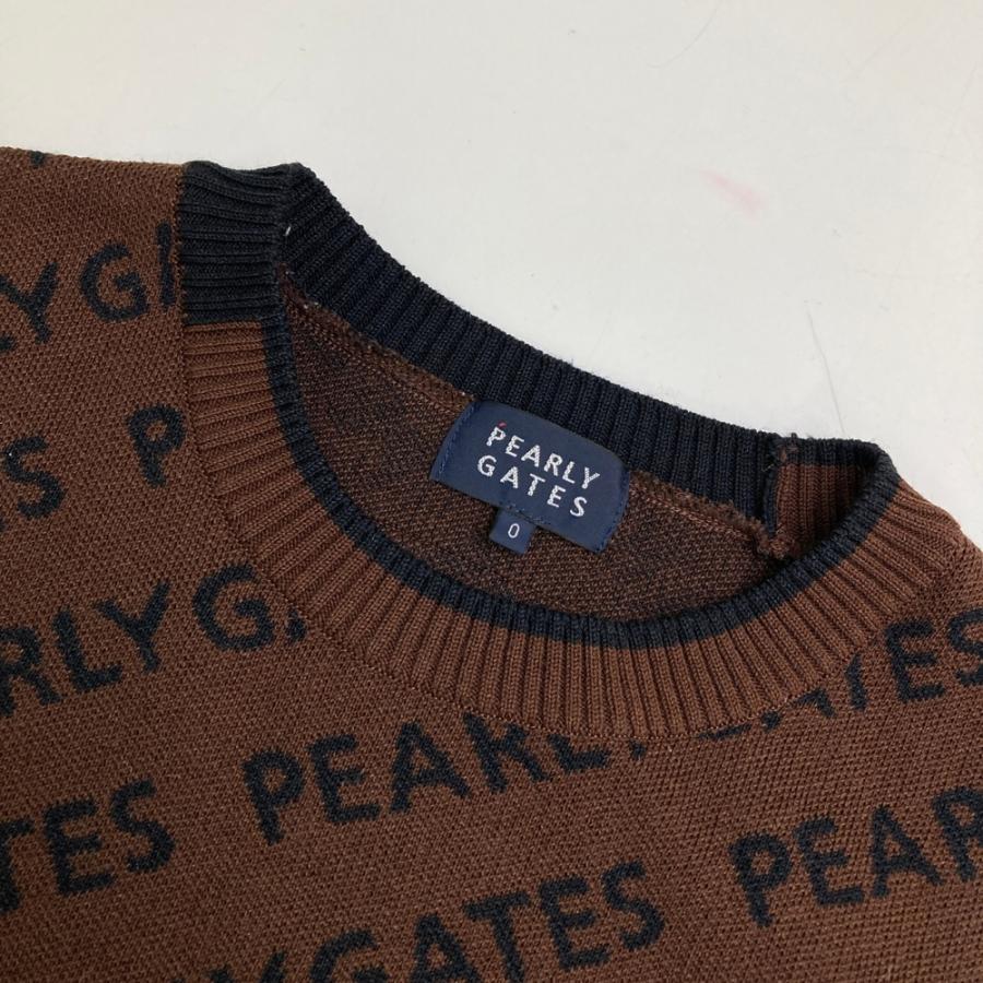 PEARLY GATES パーリーゲイツ 2023年モデル 長袖 ニットセーター ロゴ総柄 ブラウン系 0 ゴルフウェア レディースの画像
