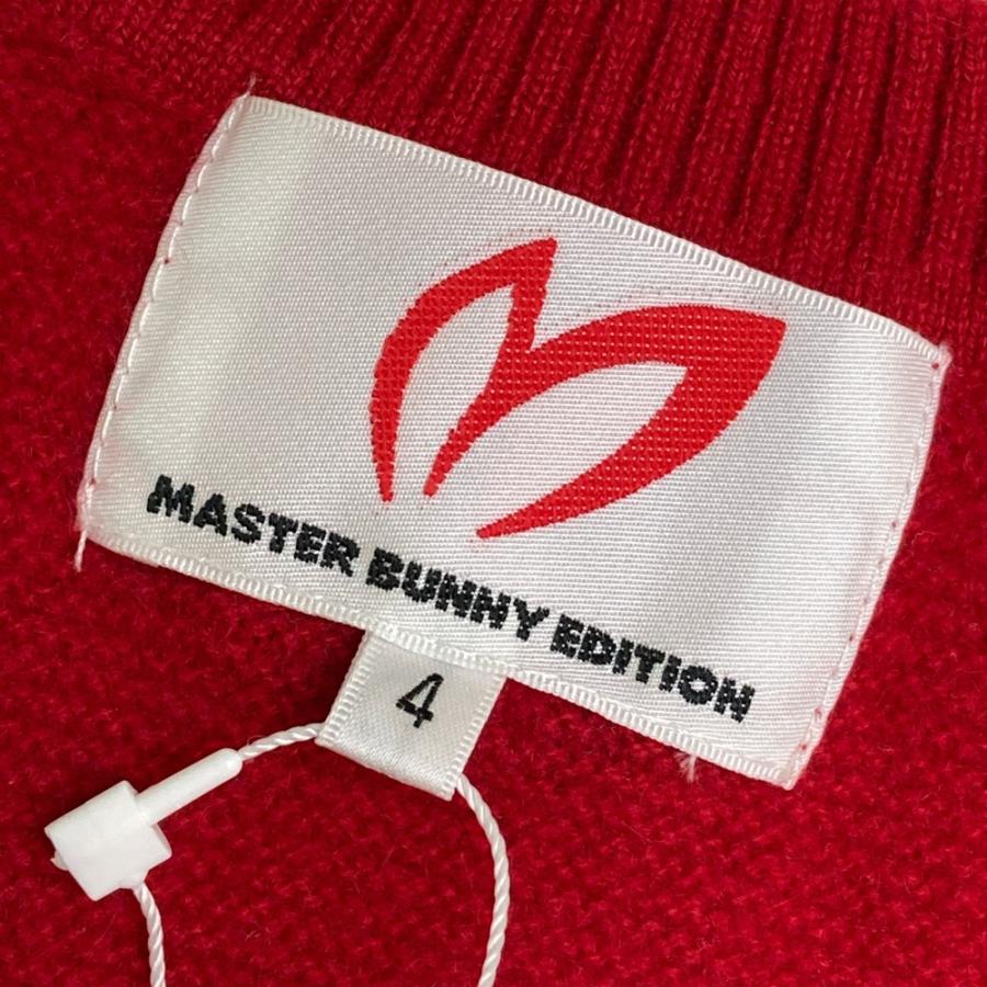 サイズ：4 MASTER BUNNY EDITION マスターバニーエディション  カシミヤ ニットベスト  レッド系 [240101493369] ゴルフウェア メンズ ストスト 美品】MASTER BUNNY EDITION マスターバニーエディション カシミヤ