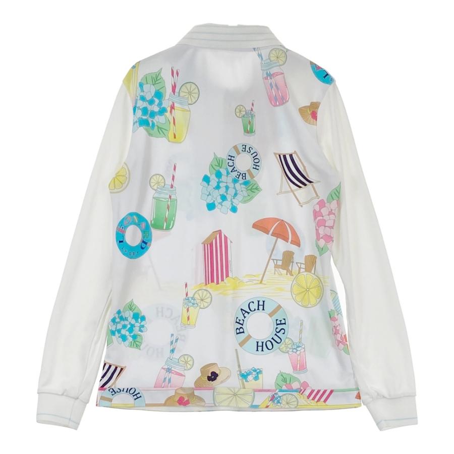 ✨極美品✨ レオナール ポロシャツ 長袖 花柄 大きいサイズ XL ホワイト LEONARD レオナール アニマル 花柄 長袖ポロシャツ サイズL