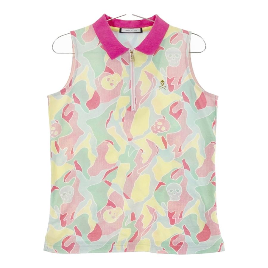 MARK&LONA マークアンドロナ ノースリーブポロシャツ カモフラ ピンク