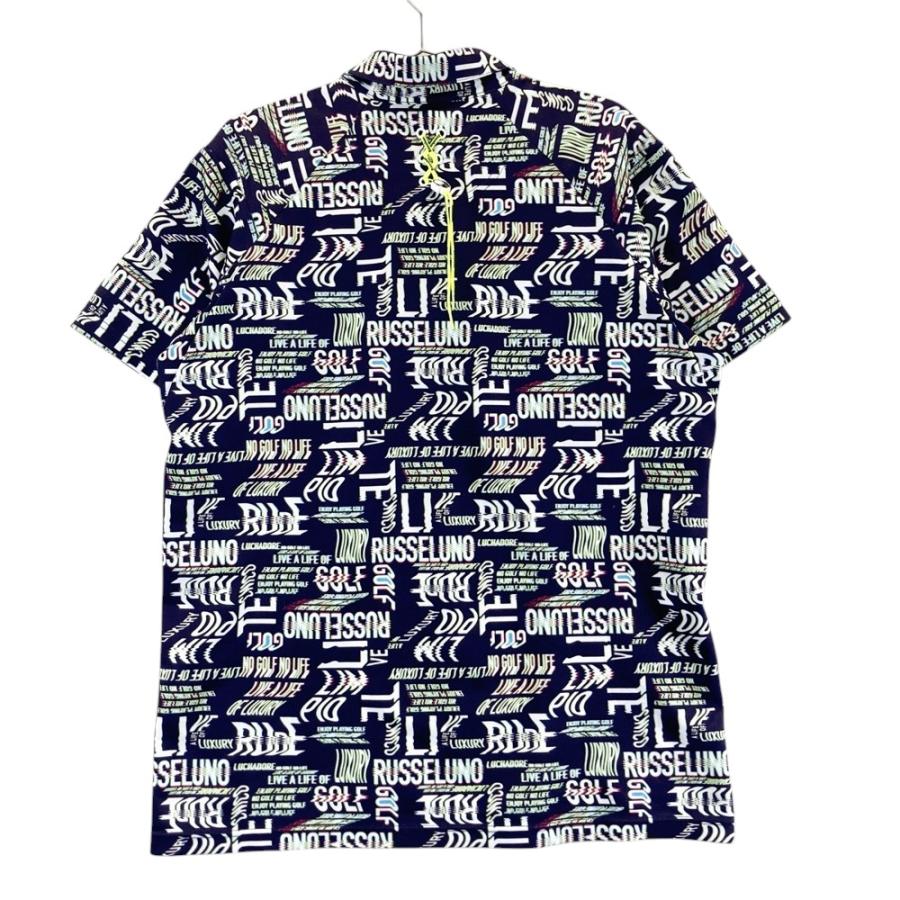 RUSSELUNO ラッセルノ 半袖ポロシャツ ボタンダウン ロゴ 総柄