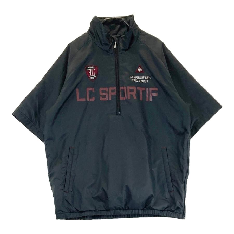 LE COQ GOLF ルコックゴルフ ハーフジップ 半袖ブルゾン ブラック系 L