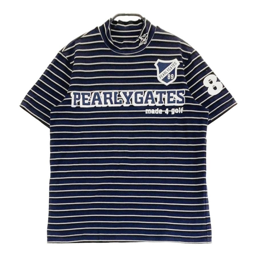 超美品】パーリーゲイツ 半袖ハイネックシャツ ダークネイビー