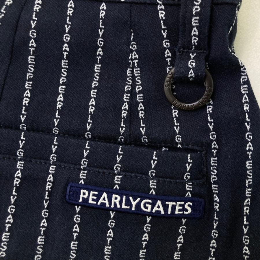 PEARLY GATES パーリーゲイツ 2023年 ストレッチスカート ロゴストライプ 総柄 ネイビー系 1 ゴルフウェア レディースの画像