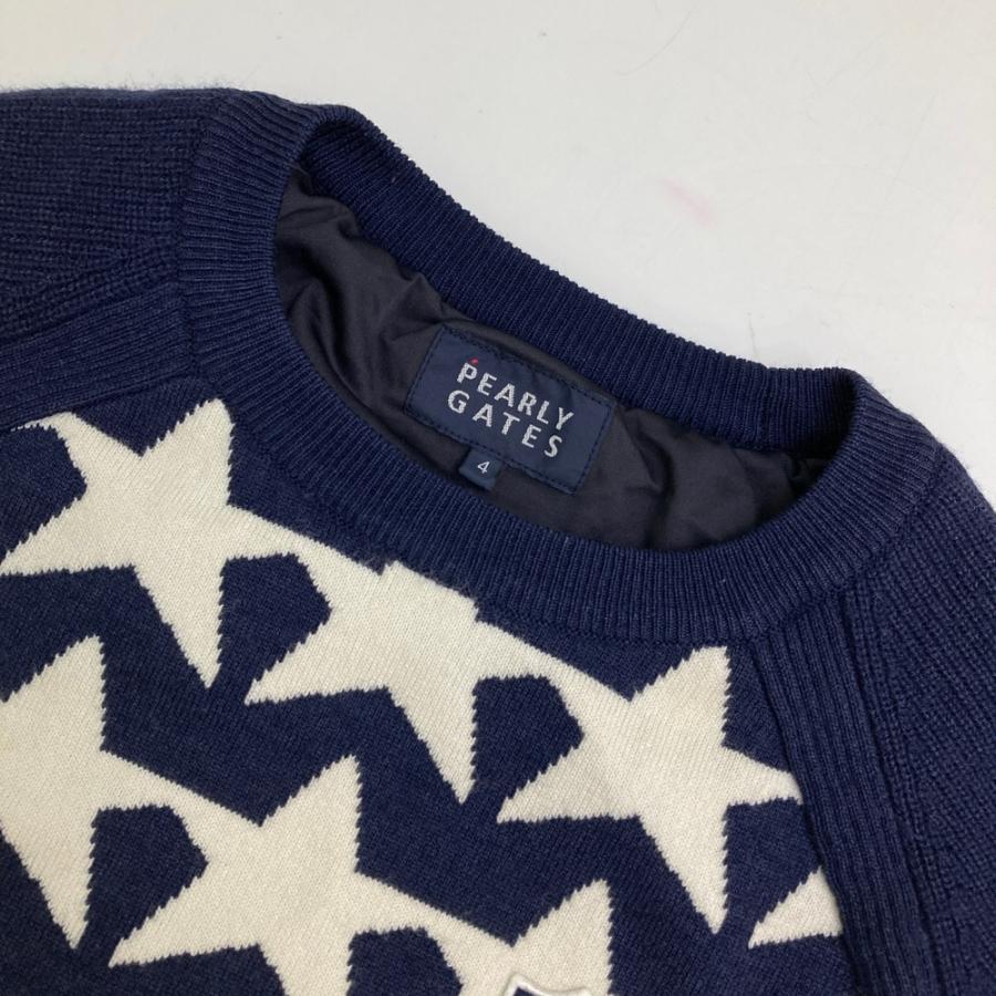 パーリーゲイツ ニットセーター 蓄熱 防風 星 スター ネイビー 総柄 パーリーゲイツ ニットセーター 蓄熱 防風 星 スター ネイビー