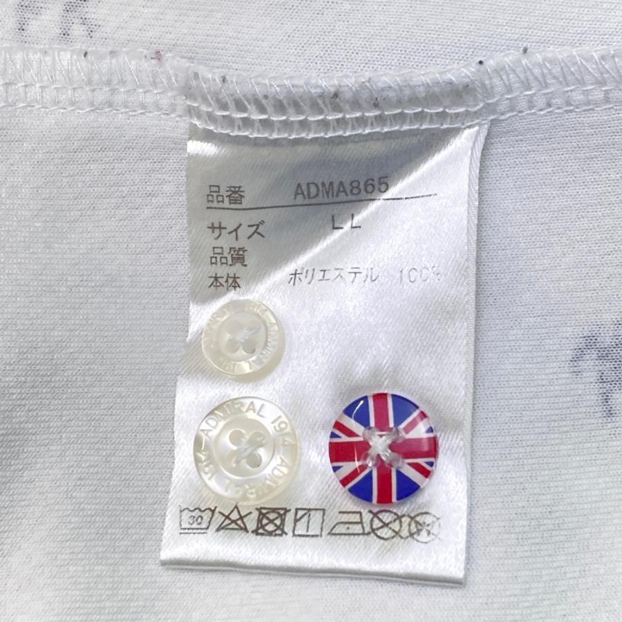 ADMIRAL アドミラル 半袖ポロシャツ ボタンダウン 総柄 ホワイト