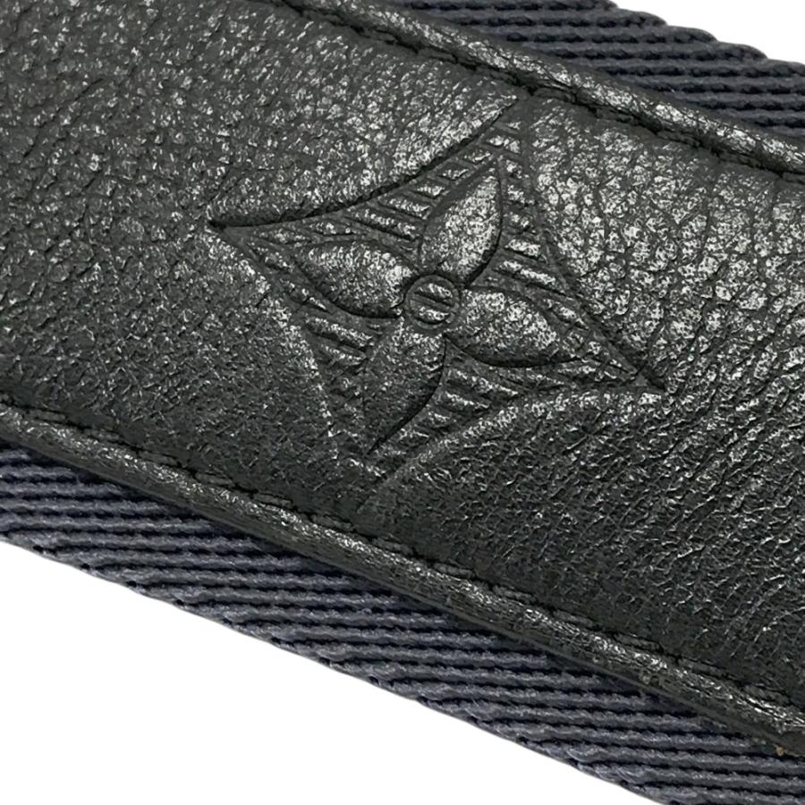【美品】ルイヴィトン ベルト シルバー レザー 黒 オーストリッチ LV金具 ルイヴィトンサンチュール LVイニシャル ピラミッド 90cm 14145