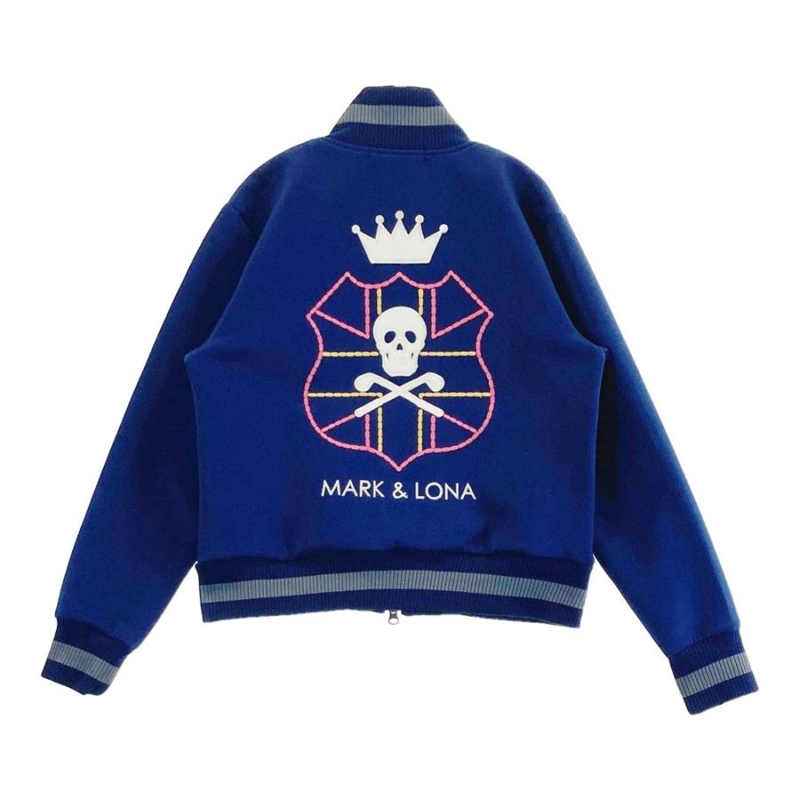 サイズ：36 MARK&amp;LONA マークアンドロナ  フード付 ジップジャケット スカル  ネイビー系 [240101496855] ゴルフウェア レディース ストスト MARK&LONA マークアンドロナ フード付 ジップジャケット スカル