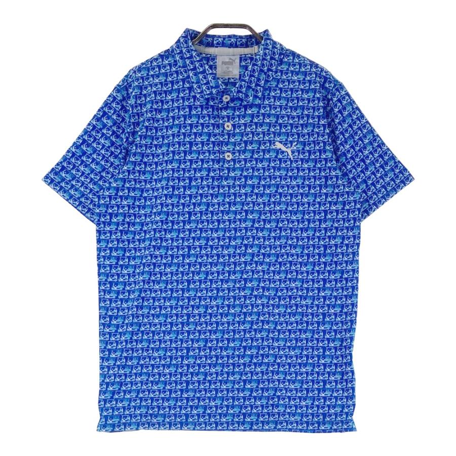 プーマ ゴルフ シャツ 新品 未使用 新品】PUMA GOLF プーマゴルフ 半袖ポロシャツ カート柄 ブルー系 M