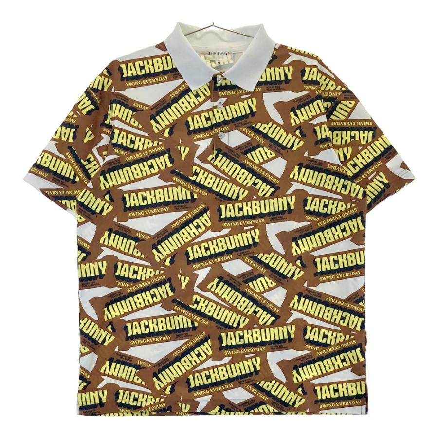 サイズ：4 JACK BUNNY ジャックバニー 2025年モデル 半袖ポロシャツ 総柄 ホワイト系 [240101493012] ゴルフウェア メンズ ストスト JACK BUNNY ジャックバニー 半袖ポロシャツ 総柄 ホワイト系