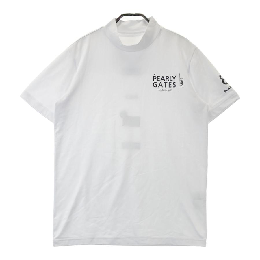 サイズ：5 PEARLY GATES パーリーゲイツ 2025年モデル ハイネック半袖Tシャツ  ホワイト系 [240101497947] ゴルフウェア メンズ ストスト PEARLY GATES パーリーゲイツ 2025年モデル ハイネック半袖T