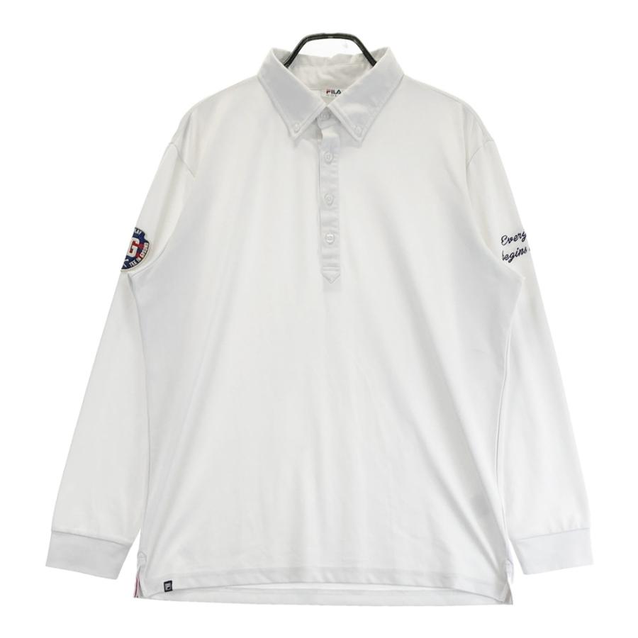 FILA GOLF フィラゴルフ 長袖ポロシャツ ボタンダウン ホワイト系 LL