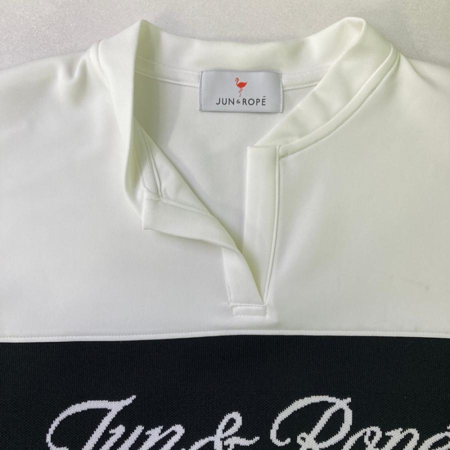 サイズ：M JUN&amp;ROPE ジュン アンド ロペ ERM-72150-B スキッパーTシャツ  ホワイト系 [240101501084] ゴルフウェア レディース ストスト JUN&ROPE ジュン アンド ロペ ERM-72150-B スキッパーTシャツ