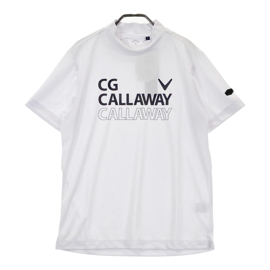 サイズ：M CALLAWAY キャロウェイ 2024年モデル モックネック 半袖Tシャツ  ホワイト系 [240101501123] ゴルフウェア メンズ ストスト 新品】CALLAWAY キャロウェイ 2024年モデル モックネック 半袖T