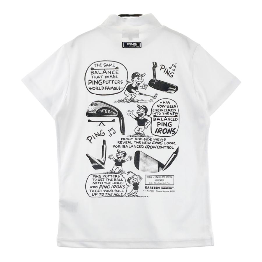 サイズ：S PING ピン 2023年モデル ハイネック 半袖Tシャツ  ホワイト系 [240101485175] ゴルフウェア レディース ストスト PING ピン 2023年モデル ハイネック 半袖Tシャツ ホワイト系 L