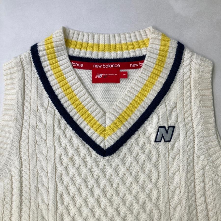 ニューバランス ゴルフレディースニットベストホワイト白ウール ニューバランス ゴルフレディースニットベストホワイト白ウール