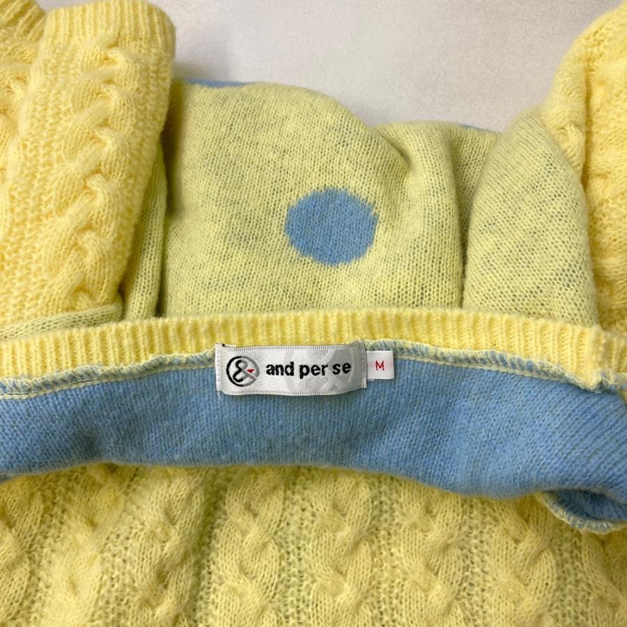 サイズ：M AND PER SE アンパスィ  ニット セーター  イエロー系 [240101470928] ゴルフウェア レディース ストスト AND PER SE アンパスィ 半袖ニット イエロー系 M ゴルフウェア