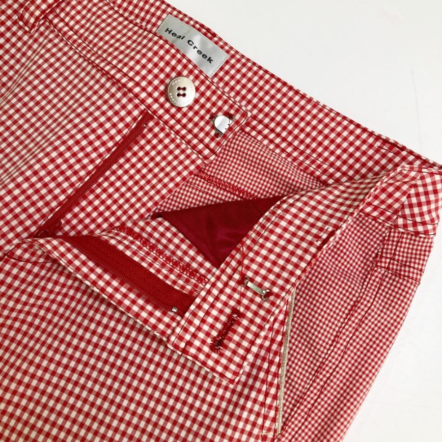 HEAL CREEK ヒールクリーク ストレッチパンツ チェック柄 レッド系 38