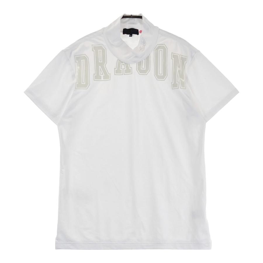 サイズ：2 DANCE WITH DRAGON ダンスウィズドラゴン  ハイネック半袖Tシャツ  ホワイト系 [240101462009] ゴルフウェア メンズ ストスト DANCE WITH DRAGON ダンスウィズドラゴン ハイネック 半袖T
