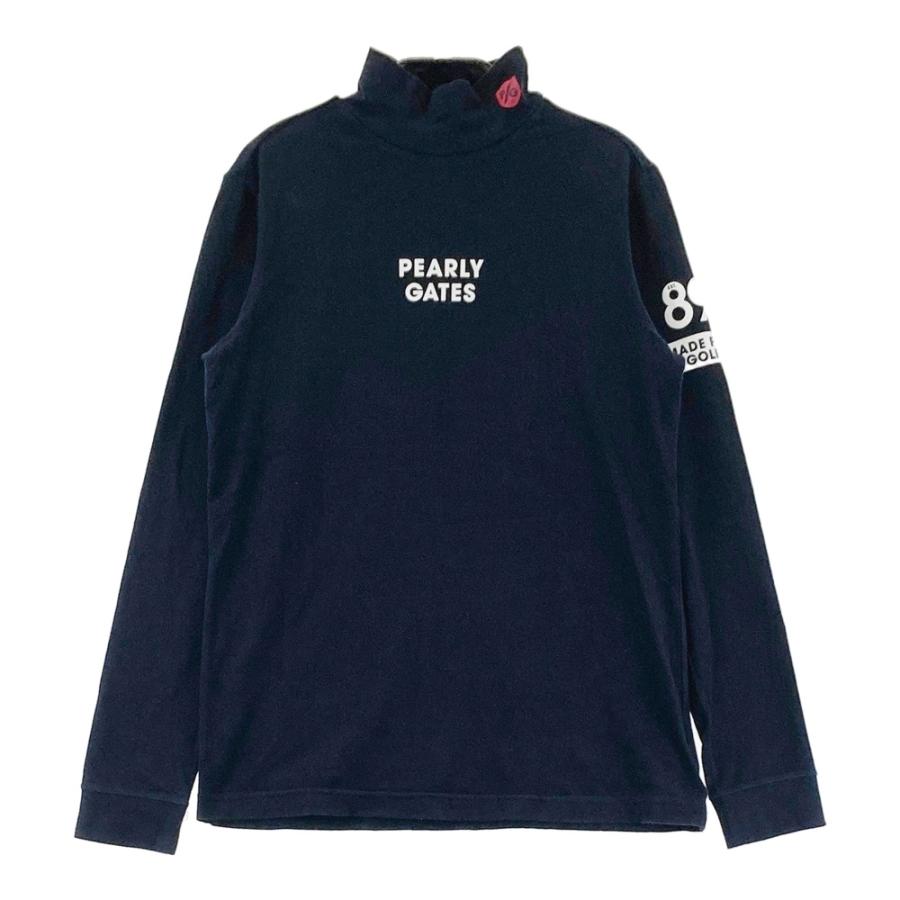 サイズ：1 PEARLY GATES パーリーゲイツ  ハイネック長袖Tシャツ  ネイビー系 [240101502507] ゴルフウェア レディース ストスト PEARLY GATES パーリーゲイツ ハイネック長袖Tシャツ ネイビー系