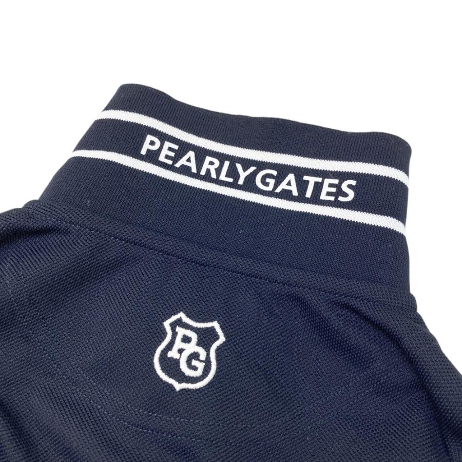 パーリーゲイツ レディース半袖ポロシャツ ネイビー　サイズ2 パーリーゲイツ PG 胸ポケット付き半袖ポロシャツ レディース