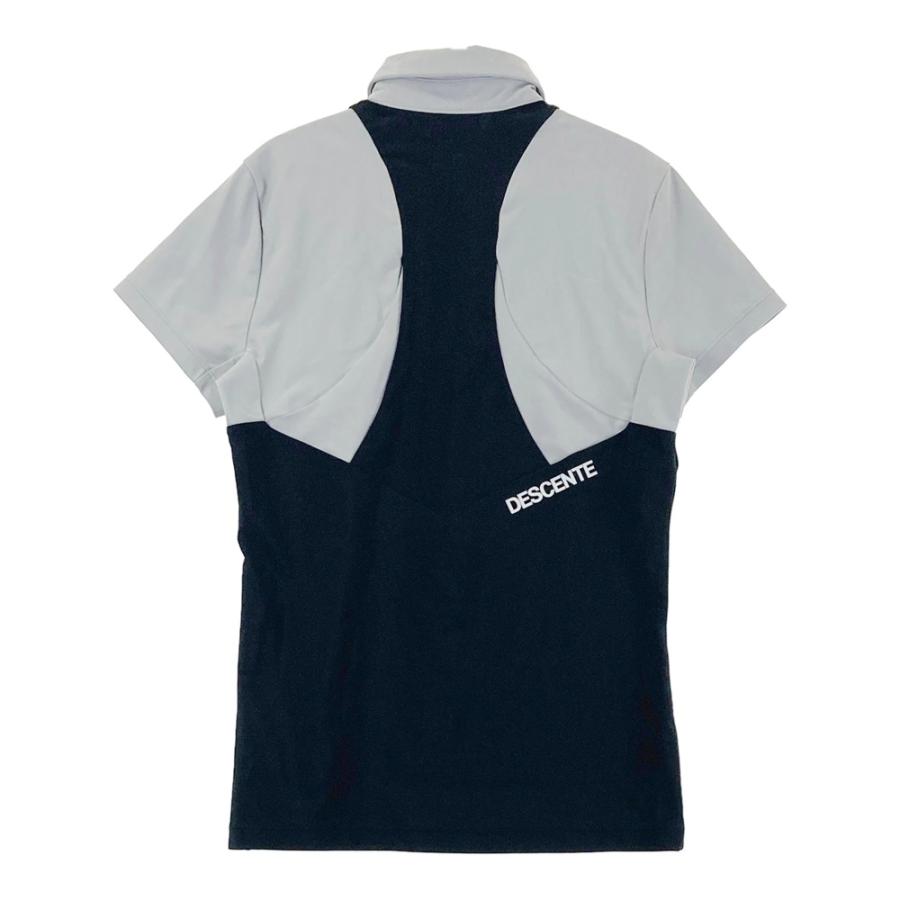 サイズ：M DESCENTE GOLF デサントゴルフ  半袖ポロシャツ  ブラック系 [240101502829] ゴルフウェア レディース ストスト DESCENTE GOLF デサントゴルフ 半袖ポロシャツ ブラック系 M