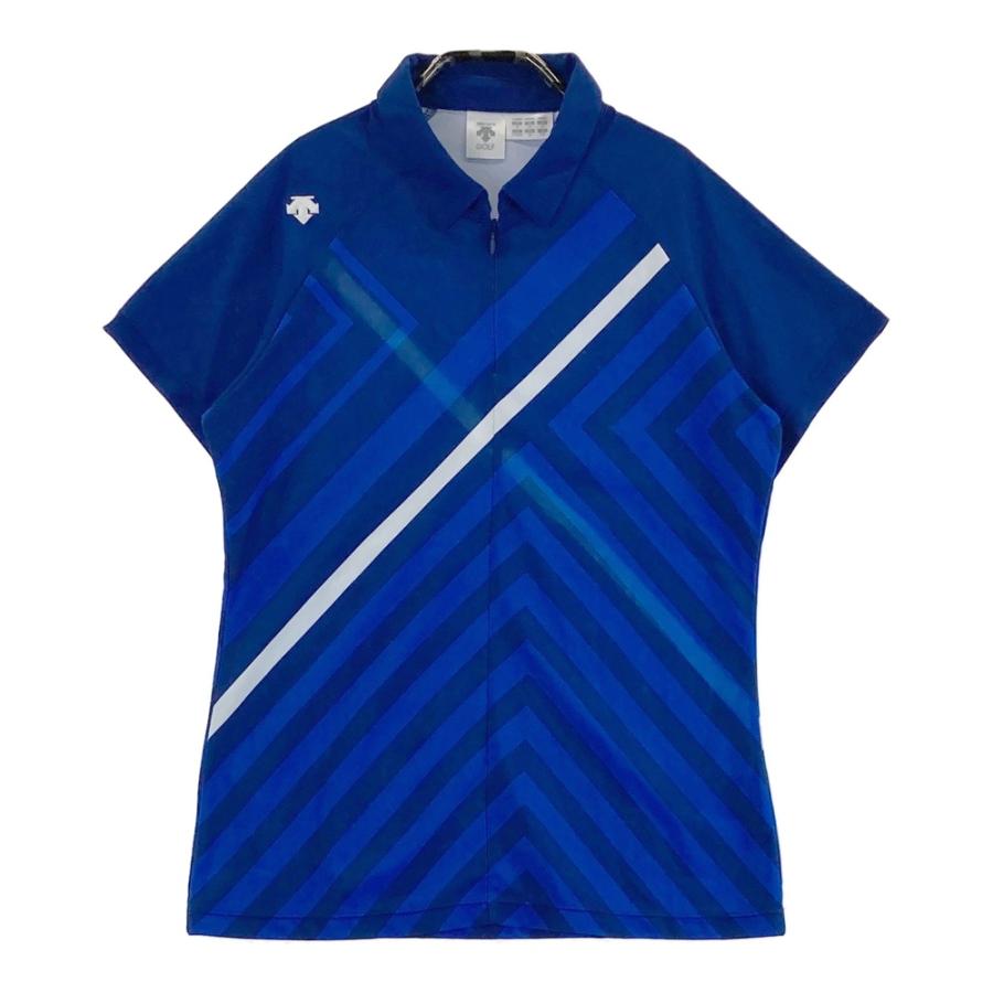 サイズ：O DESCENTE GOLF デサントゴルフ DGWPJA07 ハーフジップ 半袖ポロシャツ  ネイビー系 [240101503324] ゴルフウェア レディース ストスト DESCENTE GOLF デサントゴルフ DGWPJA07 ハーフジップ 半袖