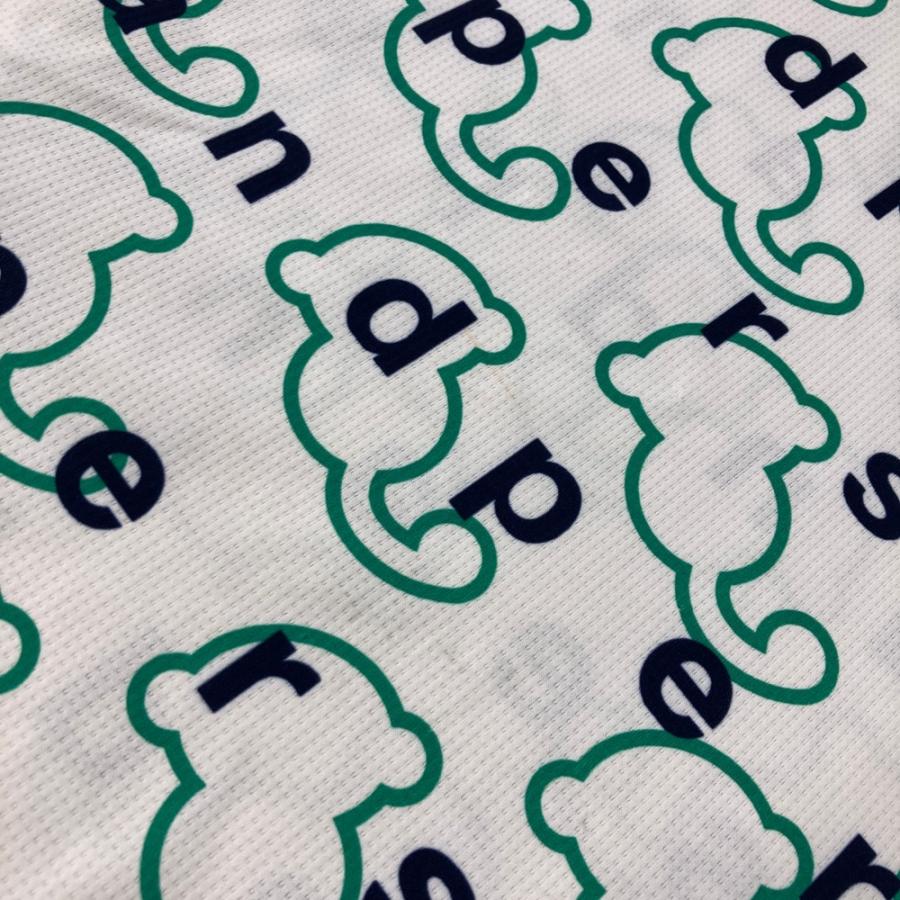 サイズ：M AND PER SE アンパスィ 2024年モデル ハイネック 半袖Tシャツ グリーン 総柄 ホワイト系 [240101503724] ゴルフウェア レディース ストスト AND PER SE アンパスィ 2024年モデル ハイネック 半袖Tシャツ