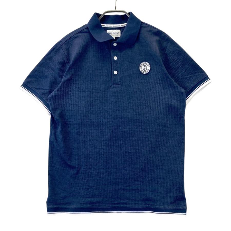 Jack Bunny!! ネイビー ポロシャツ JACK BUNNY ジャックバニー 半袖ポロシャツ シアサッカー