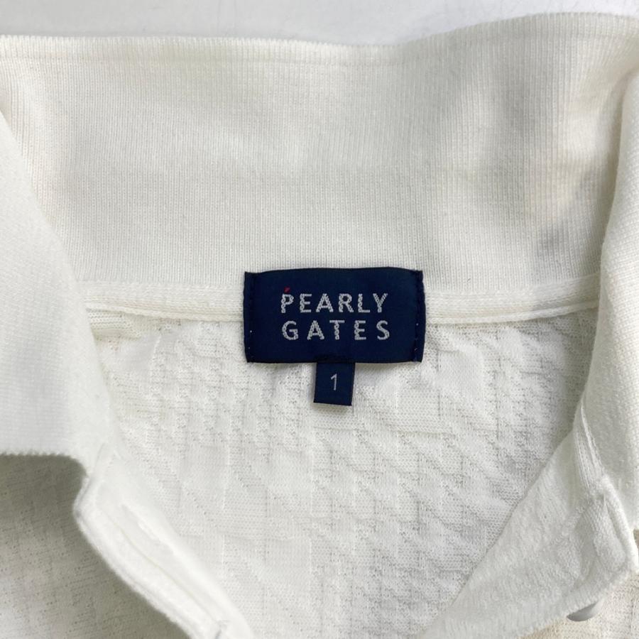 サイズ：1 PEARLY GATES パーリーゲイツ 2024年 半袖ポロシャツ 千鳥柄 ホワイト系 [240101504638] ゴルフウェア レディース ストスト PEARLY GATES（パーリーゲイツ） 2024年 半袖ポロシャツ 千鳥柄