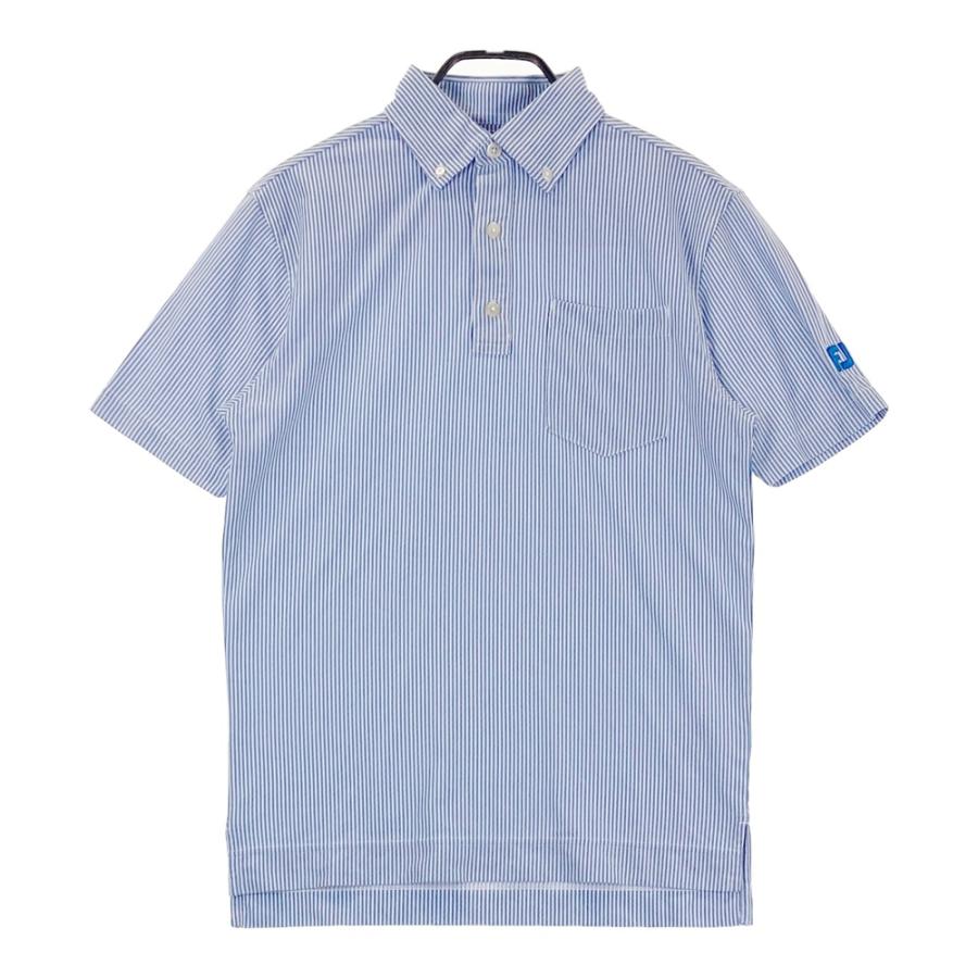 新品　FootJoy フットジョイ　ゴルフウェア ポロシャツ　水色　XL-2XL FOOT JOY フットジョイ 半袖ポロシャツ ストライプ柄 ブルー系 M