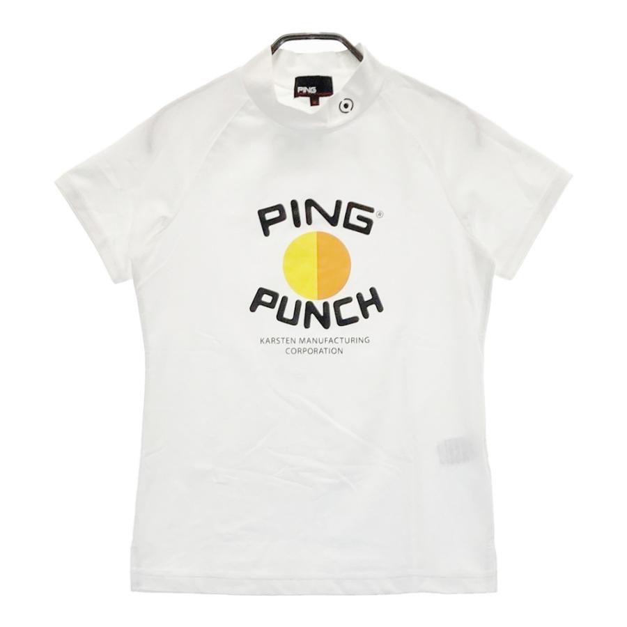 PING ピン ハイネック半袖Tシャツ ホワイト系 S ゴルフウェア