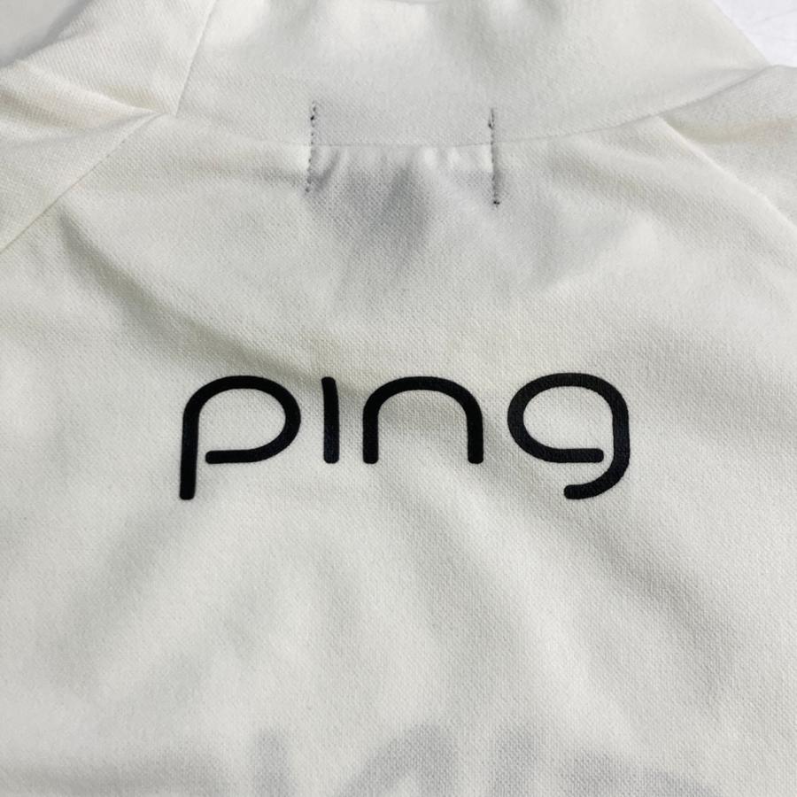 サイズ：S PING ピン 2023年モデル ハイネック 半袖Tシャツ  ホワイト系 [240101485175] ゴルフウェア レディース ストスト PING ピン ハイネック半袖Tシャツ ホワイト系 S ゴルフウェア