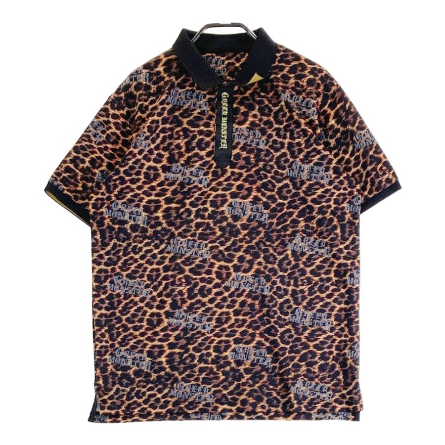 GREED MONSTER グリードモンスター 半袖ポロシャツ 総柄×ロゴ柄