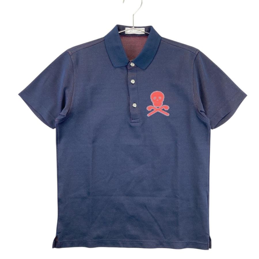 マークアンドロナ ゴルフウェア ポロシャツ ネイビー ラメ ドクロ 新品 MARK&LONA マークアンドロナ ゴルフウェア ポロシャツ