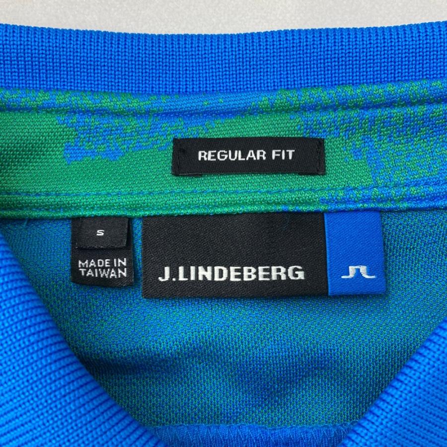 J.LINDEBERG（ジェイリンドバーグ） 半袖ポロシャツ ロゴ×総柄 ブルー