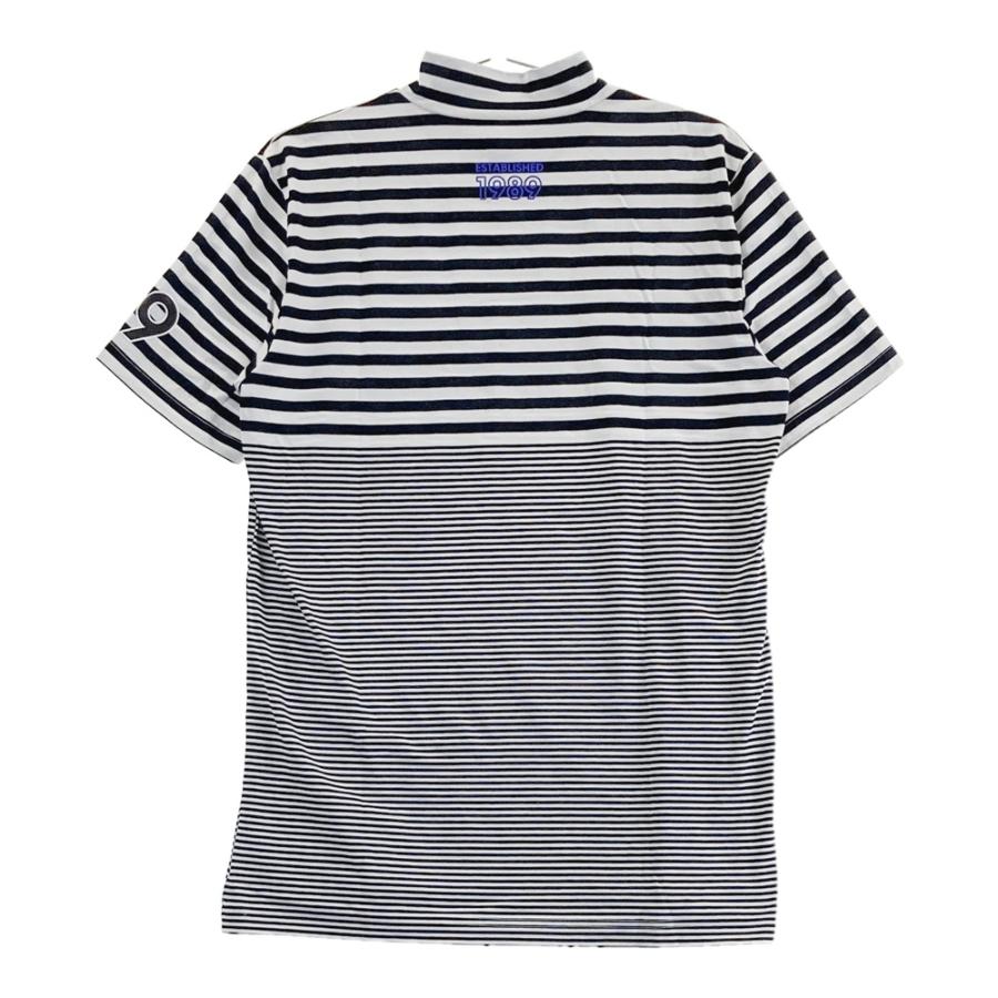 サイズ：4 PEARLY GATES パーリーゲイツ  ハイネック 半袖Tシャツ ボーダー柄 ネイビー系 [240101452812] ゴルフウェア メンズ ストスト PEARLY GATES パーリーゲイツ ハイネック 半袖Tシャツ ボーダー