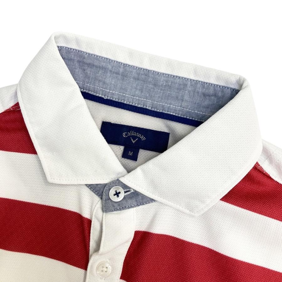 Callaway（キャロウェイ） 半袖ポロシャツ ボーダー柄 レッド系 M