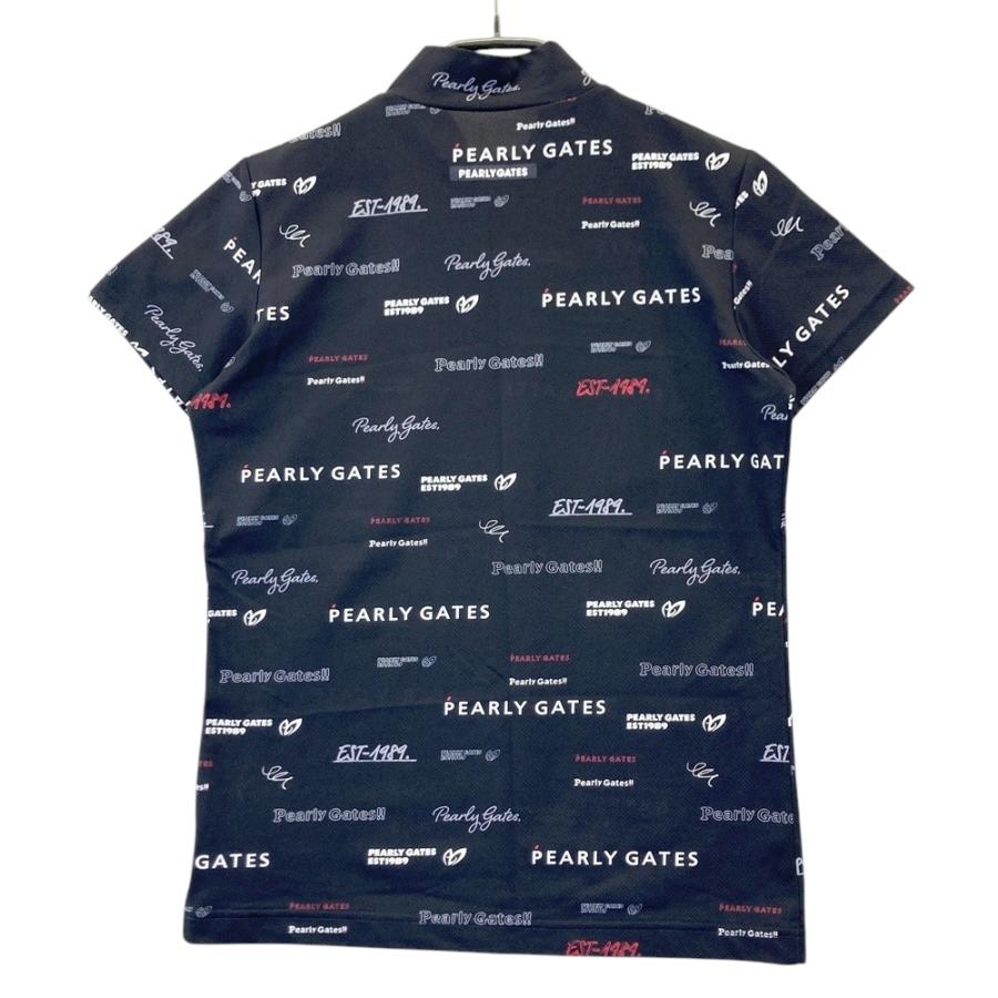 サイズ：0 PEARLY GATES パーリーゲイツ 2024年モデル ネックロゴ ハイネック 半袖Tシャツ 総柄 ネイビー系 [240101438119] ゴルフウェア レディース ストスト PEARLY GATES パーリーゲイツ 2024年モデル ハイネック 半袖T