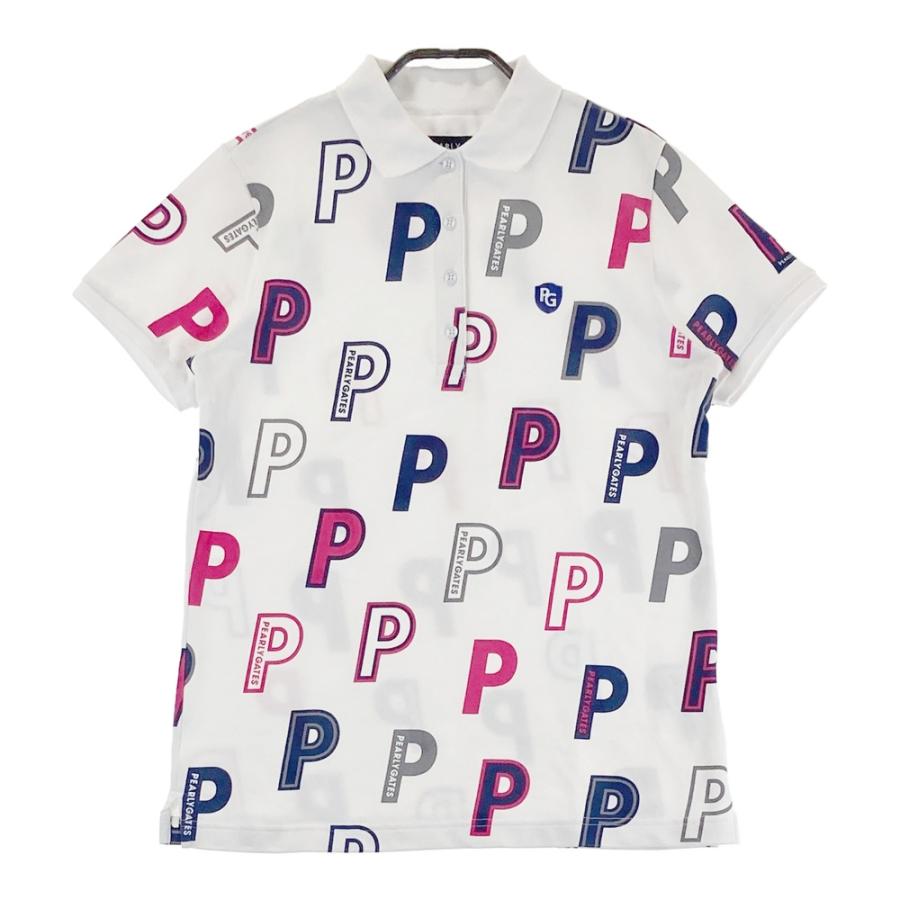 PEARLY GATES パーリーゲイツ 半袖ポロシャツ ロゴ総柄 ホワイト