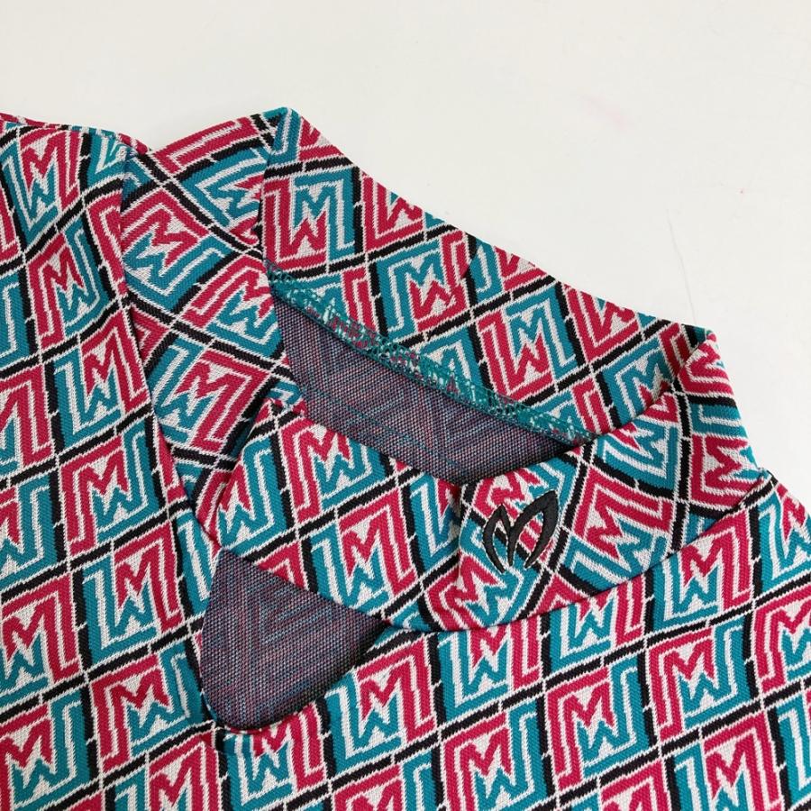 サイズ：0 MASTER BUNNY EDITION マスターバニーエディション 2024年モデル ハイネック 半袖Tシャツ ロゴ総柄 グレー系 [240101492616] ゴルフウェア レディース ストスト MASTER BUNNY EDITION（マスターバニーエディション） 2024年モデル