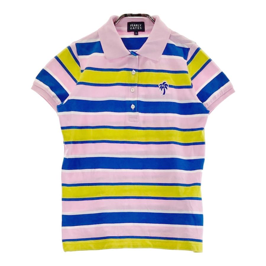 【新品・未使用】PEARLY GATES ポロシャツ ボーダー柄 レディース S PEARLY GATES パーリーゲイツ 半袖ポロシャツ ボーダー柄 ピンク系 0