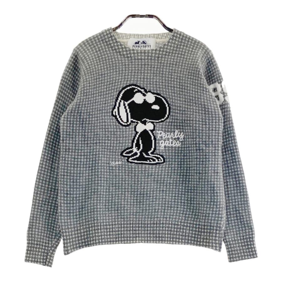 極美品　PEARLY GATES スヌーピー セーター サイズ4 PEANUTS 美品】パーリーゲイツ×PEANUTS セーター アイボリー×ネイビー