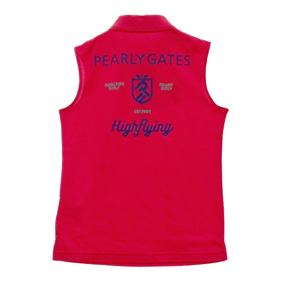 サイズ：0 PEARLY GATES パーリーゲイツ 055-1160406 ノースリーブポロシャツ  レッド系 [240101626545] ゴルフウェア レディース ストスト PEARLY GATES（パーリーゲイツ） 【新品】PEARLY GATES 055-1160406