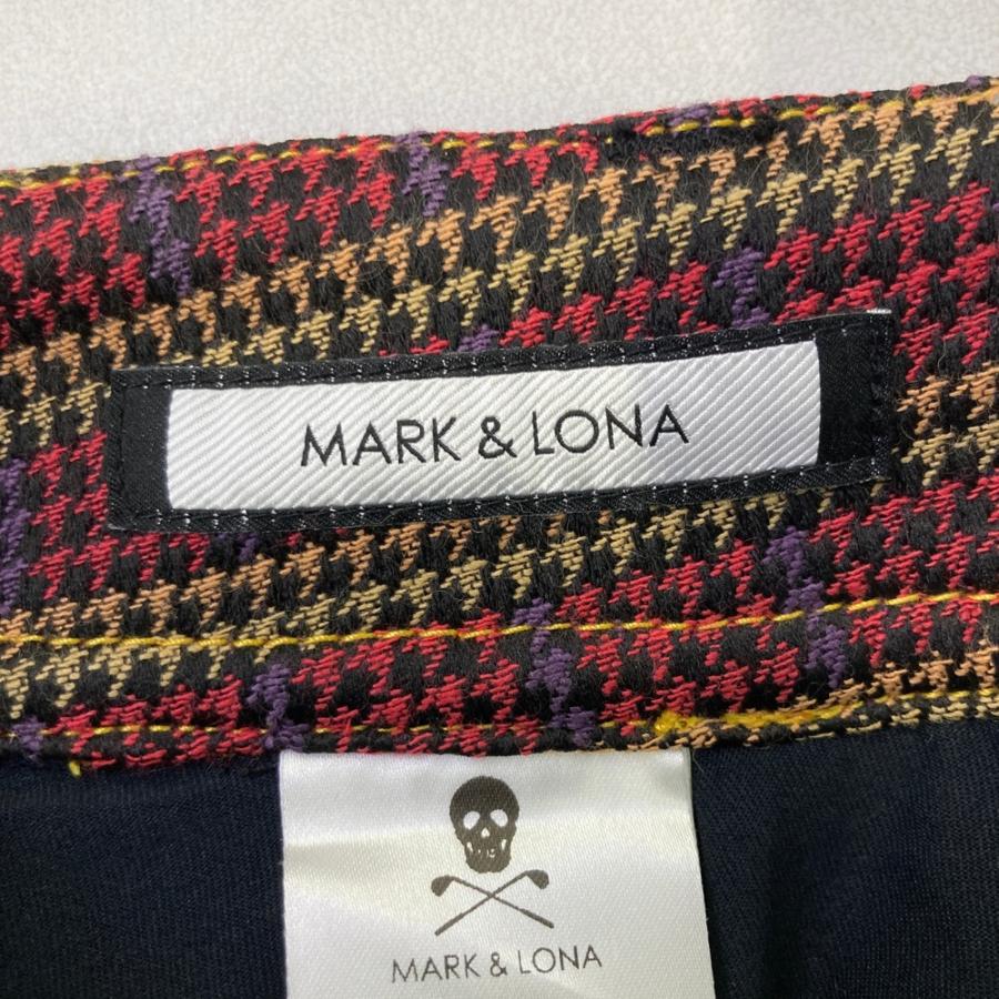 MARK\u0026LONA マークアンドロナ  裏地付 スカート 千鳥柄 レッド系 40 ゴルフウェア レディースの画像