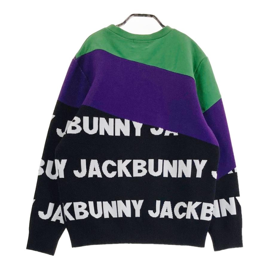 未使用レディースゴルフウェア Jack Bunny!! セーター サイズ2 黒 JACK BUNNY ジャックバニー 長袖ニットセーター 総柄 ブラック系