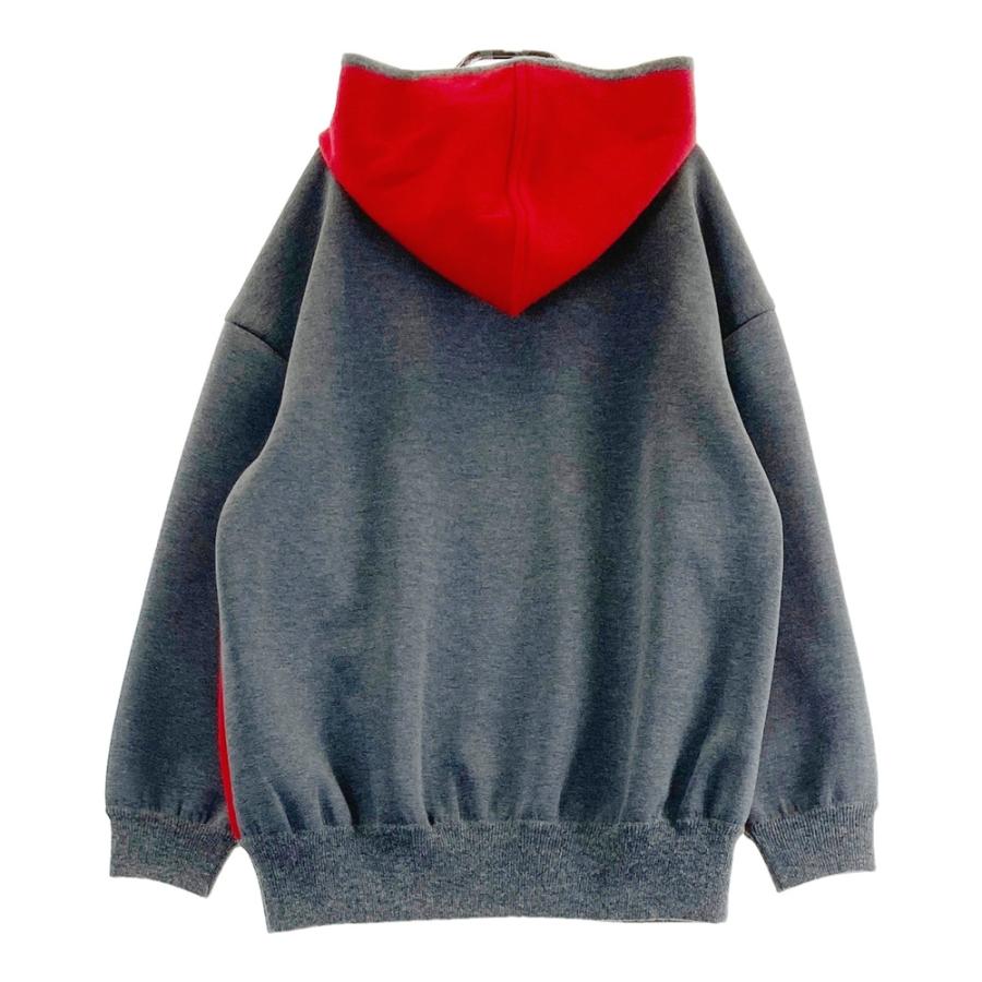 正規品★ランバンスポール★異素材ニットパーカー38赤×グレー参考4万円★一回着 正規品☆ランバンスポール☆異素材ニットパーカー38赤×グレー